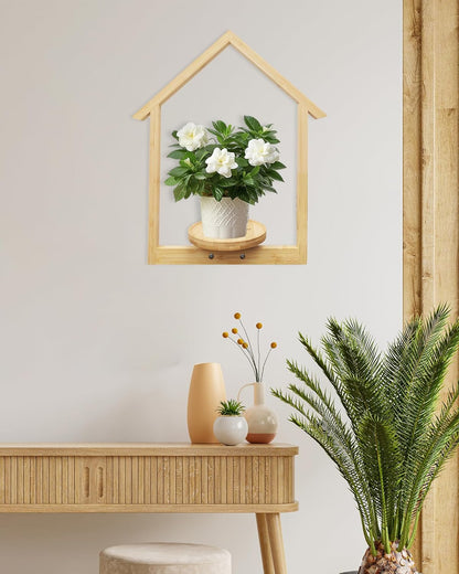 yadoker Wall Planters for Indoor Plants,Bamboo Hanging Plant Holders in a House Shape, Wall Decor Plant Stand, 3-Pack Window Plant Shelves for Living Room & Entryway