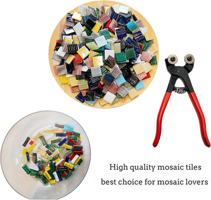 SMEIINIK 1.5 lb Bulk Mosaic Tiles for Crafts, Consisting of a Mix of Iridescent Mosaic Tiles and Gold-Textured Glass Mosaic Tiles, 3/4-Inch Square Mosaic Glass Pieces (240pcs, Multicolor), HT001