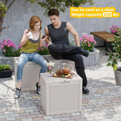 36 Gallon Outdoor Deck Box,Storage Lockable Waterproof Patio Furniture,Garden Tools,Cushions,Pool Accessories Outside Storage Resin Box(Grey Pattern)