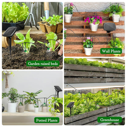 Solar Drip Irrigation System for Garden, Automatic Drip Irrigation Kits,Plants Self Watering Devices for Vacation,Solar Powered Water Pump for Potted Plants,Raised Beds,Greenhouse (15 Pots)