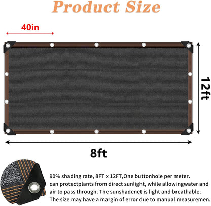 Shade Cloth for Plants Greenhouse, 80-90% Sunblock Shade Sails for Outdoor Garden Pergola Patio Lawn, Easier to Hang Sun Protection Neting Covers for Kennel Chicken Coop, 8x12 FT