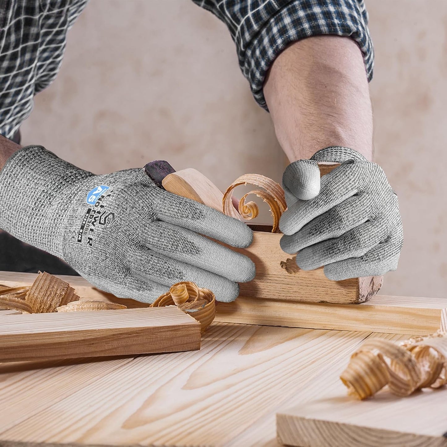 Schwer 12 Pairs ANSI A5 Cut Resistant Work Gloves, Cut Proof Gloves with PU Coating, Used for Metal Fabrication, WoodWorking, Construction, Non Slip, Durable, XL, CR3088