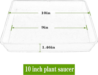 Square Plant Saucer 10 Inch, 5 Pack Plastic Plant Water Dray Tray Plants, Pot Saucers for Plants Square Planters for Indoors and Outdoors Plants，Saucer for Plant Pots.