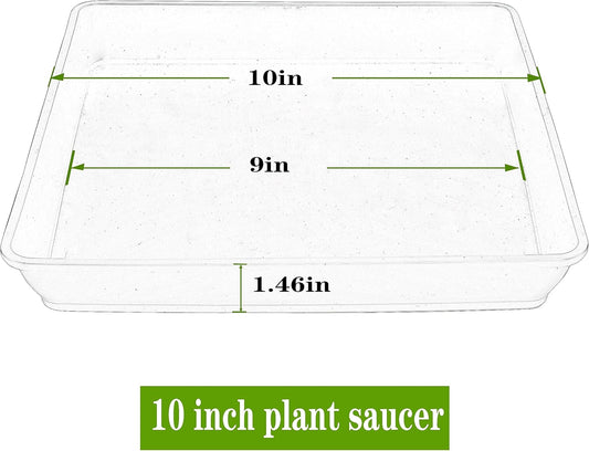 Square Plant Saucer 10 Inch, 5 Pack Plastic Plant Water Dray Tray Plants, Pot Saucers for Plants Square Planters for Indoors and Outdoors Plants，Saucer for Plant Pots.