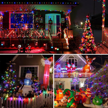 4 Pack 180FT Solar Christmas Lights Outdoor Waterproof, Super Bright 320 LED Solar String Lights with 8 Lighting Modes, Green Wire Twinkle Tree Light for Outside Xmas Party Decorations (Multi-Colored)