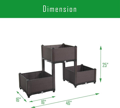 D'vine Dev Planter Raised Beds - Elevated Planter Garden Box with Drainage Plug Raised Garden Beds for Vegetable/Flower/Herb Outdoor Standing Planter Beds Gardening Kit, RGB-3
