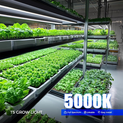 Barrina T5 Plant Lights for Indoor Growing, 4FT 160W (8 X 20W) Led Grow Light with Magnetic Design, Full Spectrum Grow Light Strip with Black Cover, Plug and Play, 5000K, 8 Packs