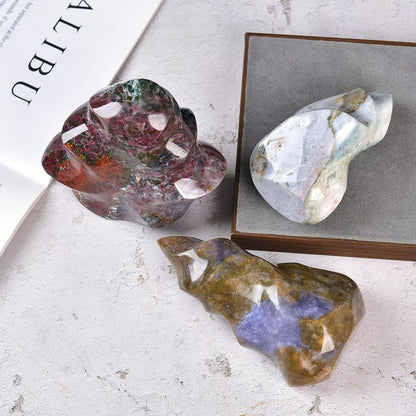 AMOYSTONE Ocean Jasper Flame Shaped Stone Towers Obelisk Natural Healing Crystal Quartz Reiki Energy Decoration Home Office Decor 1.5-2.2LBS