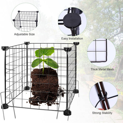 Generic 4 Set Wire Plant Covers Plant Protectors from Animals,20 Pcs 12""X12"" Chicken Garden Cloches for Plants Metal Meshes for Protect Plants Vegetables,Keeping Bunny Animals Out, Black