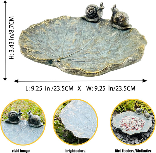 Bird Baths for Outdoors, Wild Birdfeeder, Antique Outdoor Garden Resin Birdbath Bowl for Outside Yard Table Decor (Snail Bird Feeder)