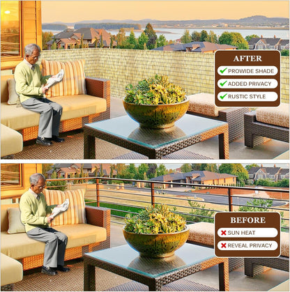 Natural Reed Fencing Rolls: Privacy Bamboo Fence 3/4/5/6ft High Roll Reed Screen, Decorative Bamboo Fencing for Outdoor Balcony Patio Garden Backyard,with Cable Zip Ties(Nature, 5x16.4ft)