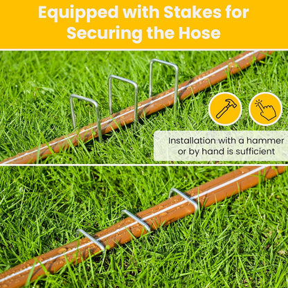 LINEX Sprinkler Soaker Hose 75 ft for Garden, Watering Hose with Holes, High-Efficiency Sprinklers System for Lawn and Garden with Staples