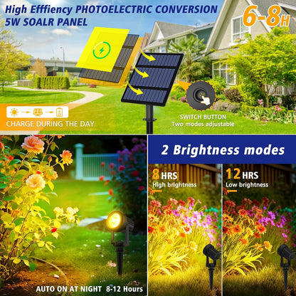 T-SUNUS Halloween Solar Spot Lights 6-in-1 Outdoor Warm White 3000K Landscape Spotlight IP65 Waterproof Separated Panel Spotlights with 9.8ft Cable Auto On/Off for Christmas Tree Lawn Driveway Pathway