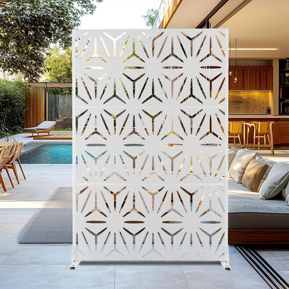 Outdoor Privacy Screen,72" H×47" W Metal Privacy Screen, Freestanding Privacy Fence Panels for Patio