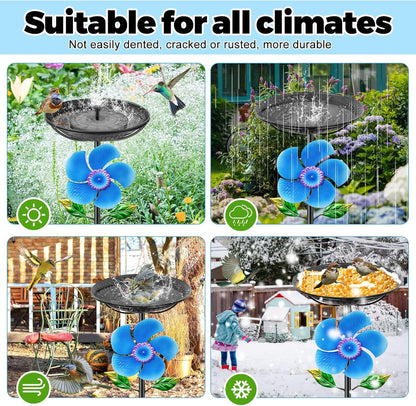 48.8“ Metal Bird Bath for Outside, Detachable Birdbath & Birdfeeder Feeder Bowl with Wind Spinner, Vintage Bird Baths for Outdoors Garden Yard Lawn Decor (Black+Windmill)