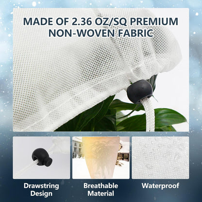 2 Pack Plant Covers Freeze Protection for Winter, 31.5''×23.6'' Frost Cloths for Outdoor Plants Cold Weather Blankets with Drawstrings