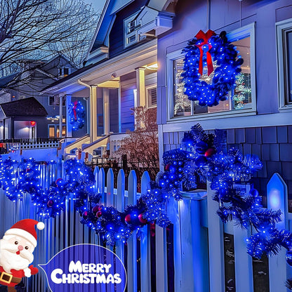 JMEXSUSS 2 Pack Blue Solar String Lights Outdoor Waterproof, Each 33ft 100 LED Solar Fairy Lights, 8 Modes Copper Wire Mini Christmas Light for Outside Patio Garden Tree Christmas Decorations