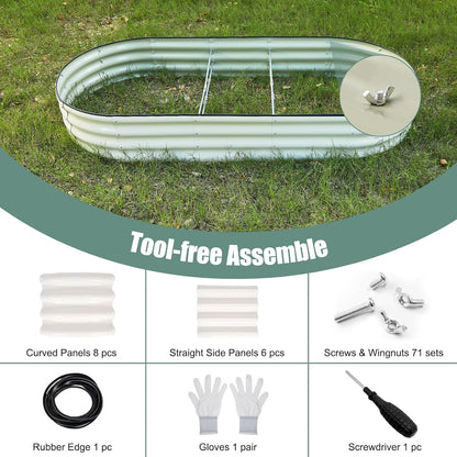 2Pcs 12" Tall Coal Grey Oval Galvanized Steel Raised Garden Bed - 7x3ft Modular Metal Planter Box for Outdoor Gardening | Durable Metal Raised Flower Beds Outdoor Large Planters