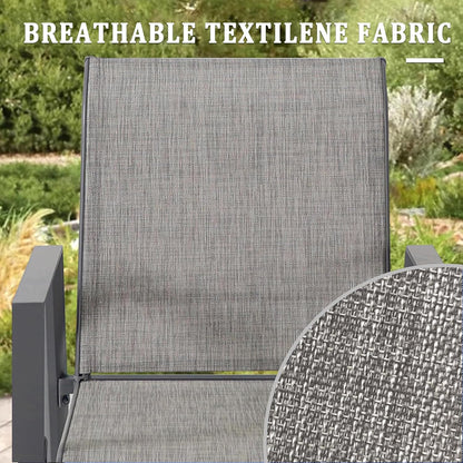 Outdoor Patio Chairs Set of 8, Grey Stackable Outdoor Chairs, Lightweight Patio Set with High Back, Metal Dining Chair for Lawn, Garden, Yard and Deck