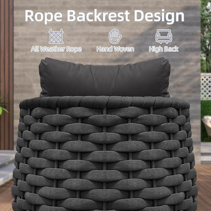 TWT 6 Pieces Patio Sofas All-Weather Teslin Rope Balcony Furniture with Cushions & Pillows, Patio Couch Outdoor Patio Furniture Set for Indoor, Balcony, Backyard, Poolside, Dark Grey