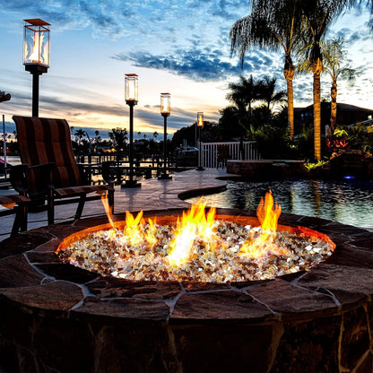 Mr. Fireglass 10 Pounds Blended Reflective Fire Glass for Fire Pit Fireplace and Landscaping, 1/2 Inch Mixed Colored High Luster Fireglass Rocks for Outdoor and Indoor Use Copper+Gold+Platinum