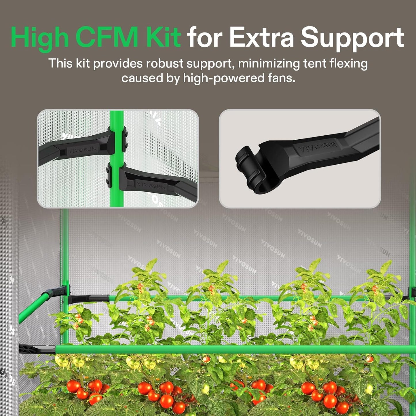 VIVOSUN P105 120"×60"×80" PRO Grow Tent, with Thick 1 inch Poles, Strengthened High Reflective Mylar Oxford Fabric, Extra Hanging Bars & High CFM Kit for Hydroponics Indoor Plant for VSFD6500×2