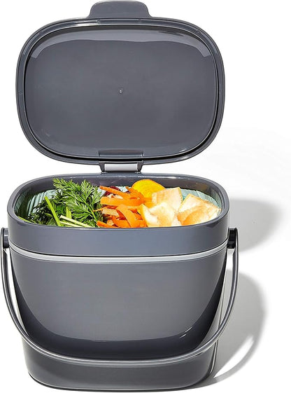 OXO Good Grips EASY-CLEAN COMPOST BIN - CHARCOAL - 1.75 GAL/6.62 L