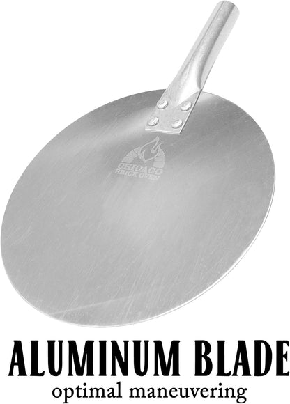 Pizza Turning Peel PRO - 9" Diameter- 31.5" Detachable Wooden Handle with Leather Strap, Premium Hard Aluminum, Perfect for Professional & Home Use, Ideal Bakeware, Oven Accessory