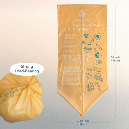 Compostable Trash Bags 13 Gallon, Tall Kitchen Heavey Duty Food Waste Bags, Extra Thick, Certified US BPI ASTM D6400, 49.2 Liter, 50 Count