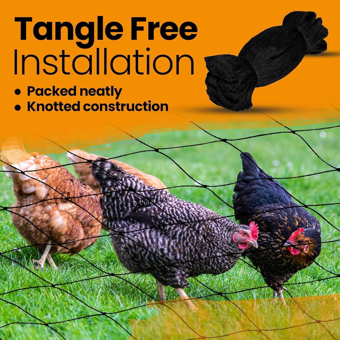 Heavy Duty Bird Netting for Chicken Coops & Runs | Tree & Garden Netting Mesh 1-1/2" | Keep Hawks, Birds & Predators Away | Bird Netting for Blueberry Bushes, Vegetables & Fruit (100' x 100')