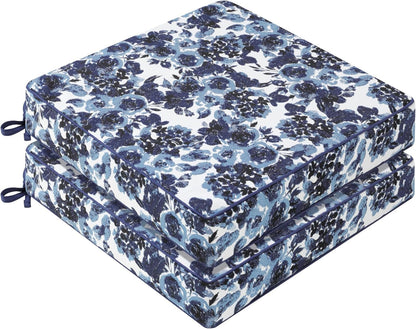 Favoyard Outdoor Chair Cushion 22 x 22 x 3 In Waterproof Pattern Fade Resistant Cushions for Patio Furniture with Removable Cover Attach Straps 28D Foam Insert Cushions Pads for Seat Sofa Couch 2 Pack