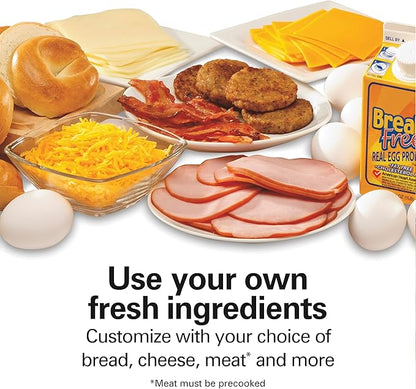 Hamilton Beach Breakfast Sandwich Maker with Egg Cooker Ring, Customize Ingredients, Perfect for English Muffins, Croissants, Mini Waffles, Perfect White Elephant Gifts, Coral (25483)