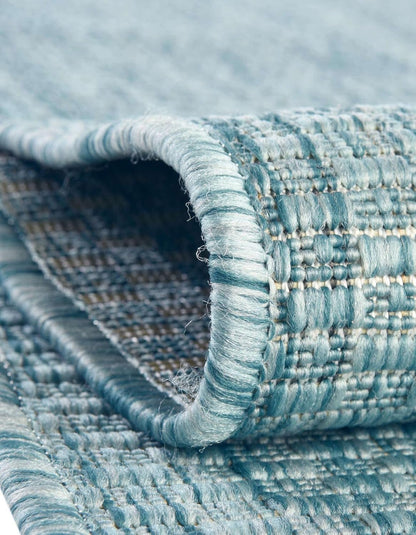 Unique Loom Collection Casual Transitional Solid Heathered Indoor/Outdoor Flatweave Area Rug (10' 8" Round, Aquamarine/Ivory)