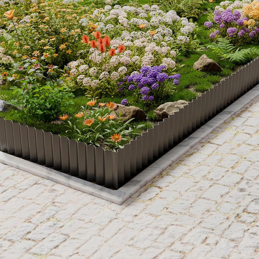 SnugNiture Corrugated Metal Garden Edging,4" x 10' Sturdy Lawn Edging Border,Landscape Edging Border for Lawn, Flower Bed,Garden and Yard