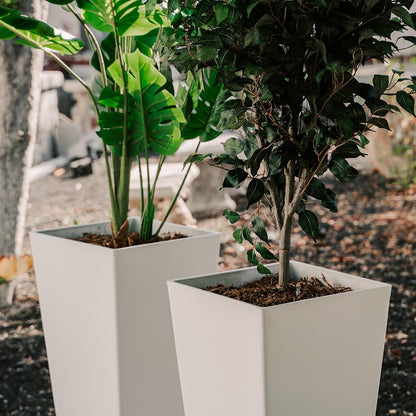 XBrand Modern 28-Inch Square Planter, Modern Tapered Planter Perfect for Indoor & Outdoor, Patio Décor, Set of 2