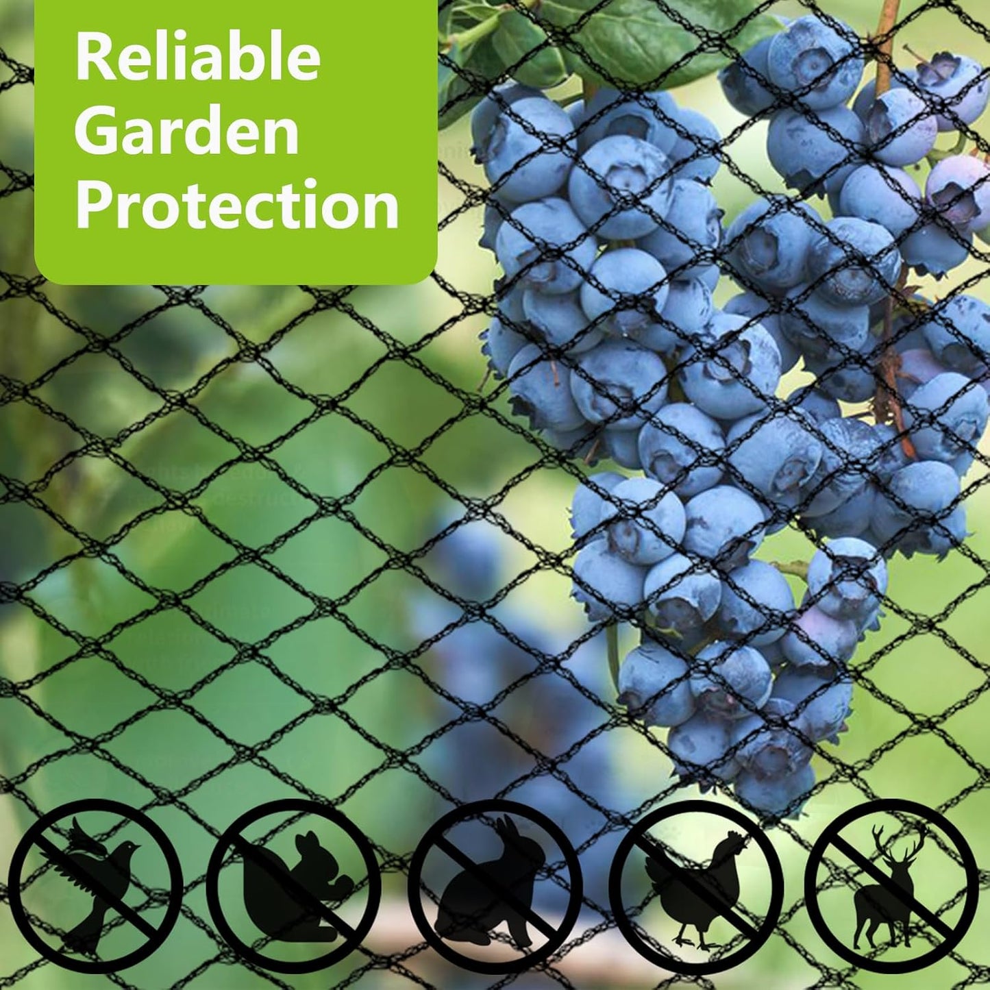 POYEE 7.5 x 100 FT Bird Netting for Garden Woven Mesh Garden Netting for Plants, Vegetable, Fruit Trees, Blueberry Bushes, Strawberries Against Birds, Deer, Squirrels and Other Animals