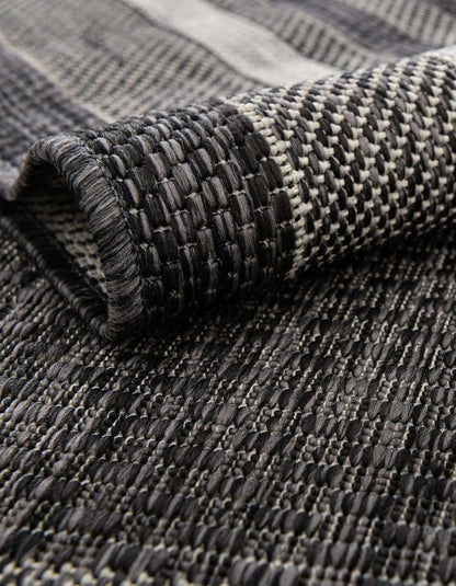 Unique Loom Outdoor Border Collection Area Rug - Soft Border (10' Square Black/Ivory)