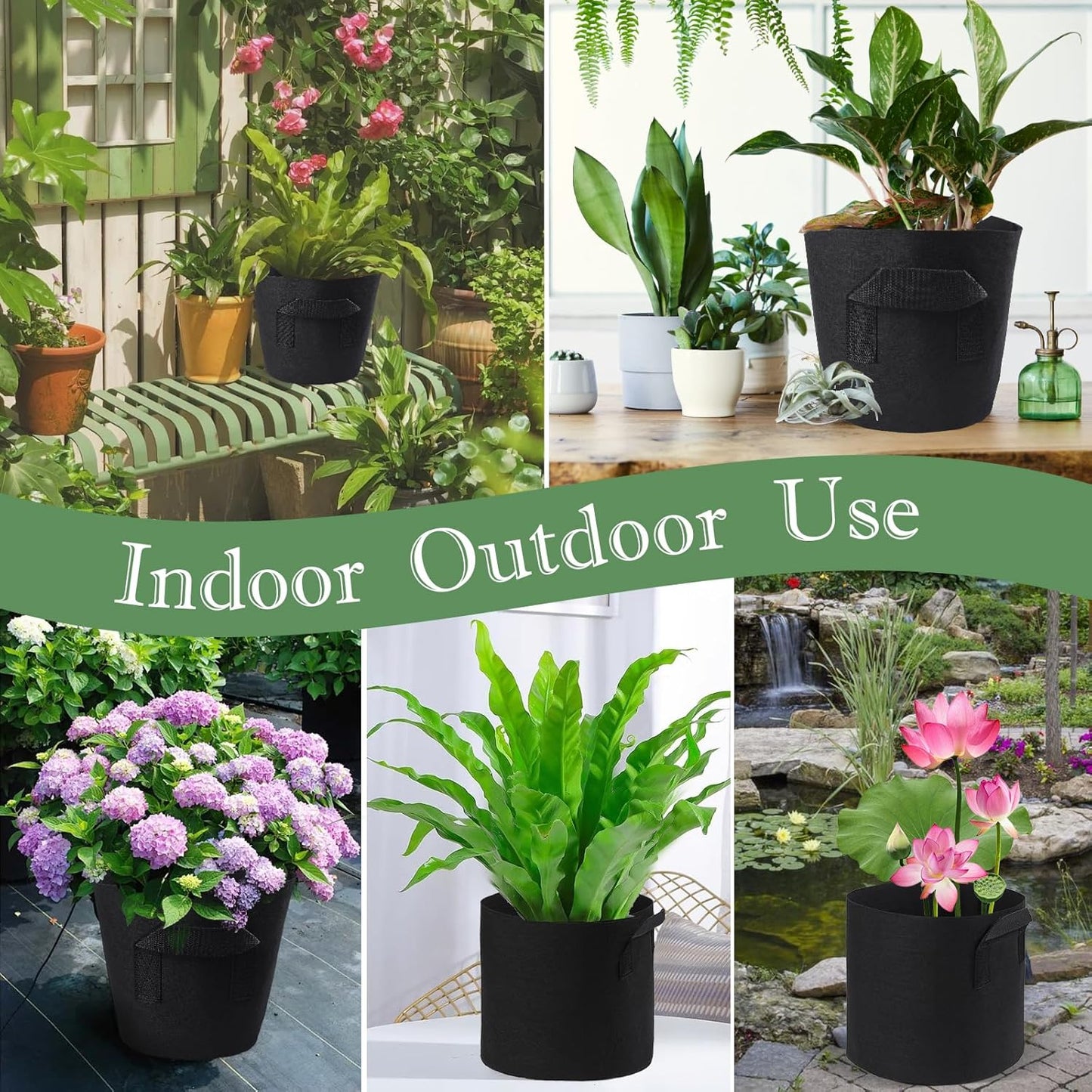 6Pcs Lily Plant Pots for Pond, Aquatic Pond Planter for Pond Durable Breathe Reusable Fabric Plant Bags for Aquatic Plants, Potato, Carrot, Onion, Flower (2 Gallon)