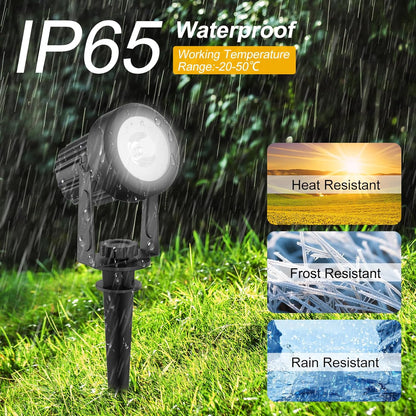 T-SUNUS Halloween 2W Solar Landscape Spotlights Warm White, Garden Spot Lights Outdoor 9.8ft Cable IP65 Waterproof Security Downlight 2-IN-1 for Flag Christmas Tree Pond Garage Deck Yard Wall Backyard