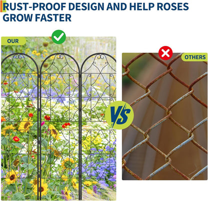 Garden Trellis 4 PCS - Tall 75 Inch x 20 Inch Metal Trellis for Climbing Plants & Vegetables | Rustproof Black Powder Coated Outdoor Plant Support | Patio Decor for Vines, Roses, Cucumbers, Tomatoes