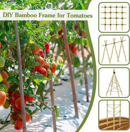 Plant Stakes 4FT, Natural Bamboo Stakes, HAINANSTRY 25Pcs Sturdy Bamboos Garden Stake, Bamboo Sticks for Plants, Beans, Indoor and Outdoor Climbing Plants, Tomato Vegetable Stakes for Garden