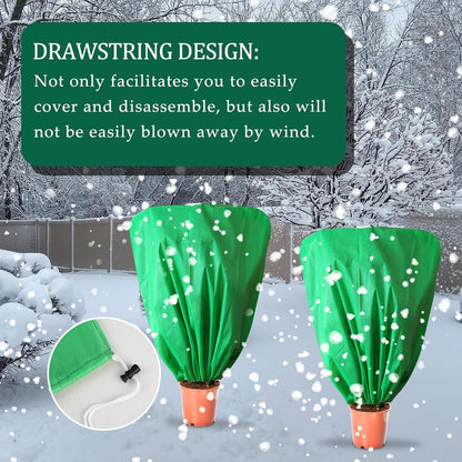 8 Pcs Plant Covers Frost Protection Bag 39.3" x 39.3" Winter Reusable Plants Jacket with Drawstring Shrub Protection Wraps Bags Frost Blanket for Winter Outdoor Garden Plants