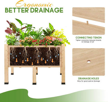 SPECRAFT 4x2 Ft Raised Garden Bed - Features Legs, Drainage Holes, Ideal for Vegetables, Flowers, Elevated Wood Planter Box for Balcony, Patio, Backyard, Easy Assembly Fir Wood