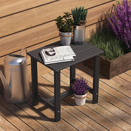 Adirondack Outdoor Side Table, Weather-Resistant/Easy Maintenance Patio Side Table for Backyard, Pool & Porch, Durable & Stylish Patio End Table, Black