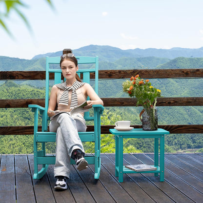 Adirondack Square Side Table - 18.4" Large Panel HDPE Outdoor End Table - Weatherproof, Rustproof & Low Maintenance for Patio, Lawn, Pool, Indoor Use (Aruba)