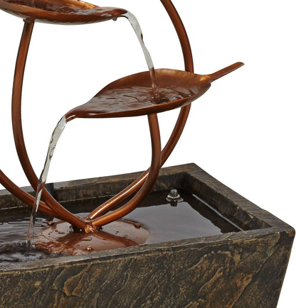 Ashton Curved Leaves 41" High Large Modern Indoor Outdoor Decor Copper Resin Floor Fountain Standing Waterfall Tiered Cascading Water Feature for Outside Garden Patio Yard Backyard - John Timberland