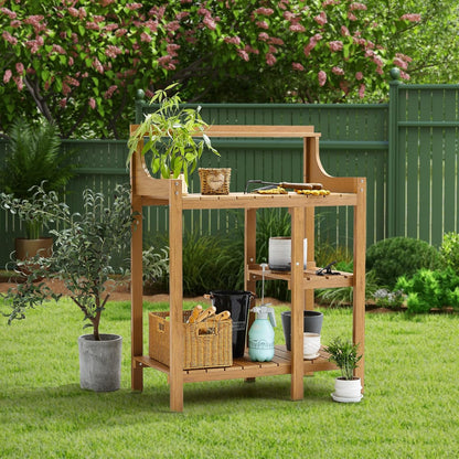 LMP HDPS Potting Bench Table, Potting Bench, Potting Benches for Outside, 50’’x17.5x37.5' (LxWxH) All Weather Potting Table Work Station for Outside Gardening, Wooden Like