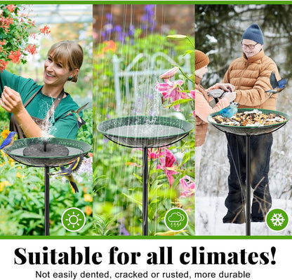 Metal Bird Bath for Outside, Detachable Birdbath & Birdfeeder with Base Stake, Vintage Bird Baths Feeder Bowl for Outdoors Garden Yard Lawn Decor (Vintage Green)
