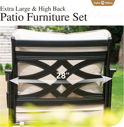 Sophia & William 6 Piece Patio Furniture Set Outdoor Couch Sofa, Sectional Conversation Sets 7 Seat Clearance with 3-seat Sofa x 1, Swivel Chair x 2, Cushioned Chair x 2, Metal Coffee Table x 1, Beige