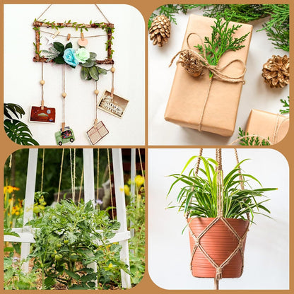 XSEINO 1200 Feet Natural Jute Twine Strong Garden Twine Rope for Arts Crafts Gift Wrapping Gardening Tomato Climbing Plant Tie Floristry Packing Decor